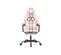 Chaise de jeu pivotante et repose-pied Blanc et rose Similicuir