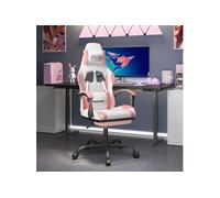 vidaXL Chaise de jeu pivotante 349588 – Similicuir blanc et rose, repose-pied inclinable