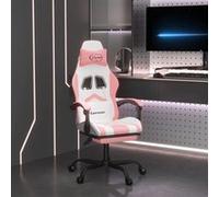 Chaise de jeu pivotante et repose pied Blanc et rose Similicuir Rose G