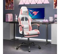 vidaXL Chaise de jeu pivotante 349588 – Similicuir blanc et rose, repose-pied inclinable