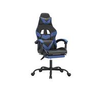 Chaise de jeu pivotante et repose-pied Noir et bleu Similicuir