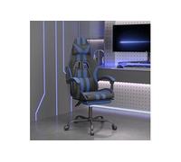 Chaise de jeu pivotante et repose-pied Noir et bleu Similicuir