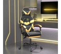 Vidaxl Chaise De Jeu Pivotante Et Repose-Pied Noir Et Doré Similicuir Multicolore