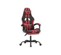 Chaise de jeu pivotante et repose-pied Noir et rouge Similicuir