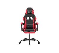 Chaise de jeu pivotante et repose-pied Noir et rouge Similicuir