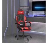 Chaise de jeu pivotante et repose pied Noir et rouge Similicuir Rouge G