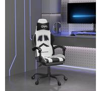 vidaXL Chaise de jeu pivotante et repose-pied Blanc et noir Similicuir