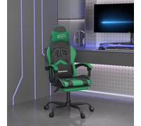 Chaise de jeu pivotante et repose-pied Noir et vert Similicuir vidaXL