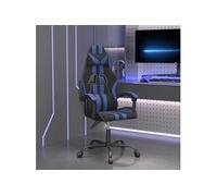 Chaise de jeu pivotante Noir et bleu Similicuir