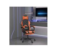 Chaise de jeu pivotante repose-pied Noir et orange Similicuir