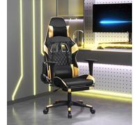 vidaXL Chaise de jeu avec repose-pied Noir et doré Similicuir Noir
