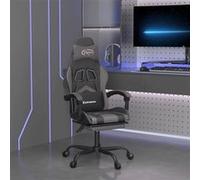 Chaise de jeu vidaXL avec repose-pied Noir et gris Similicuir