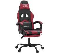 Chaise de jeu vidaXL avec repose-pied Noir et rouge bordeaux Similicuir G
