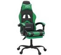 Vidaxl Chaise De Jeu Avec Repose-Pied Noir Et Vert Similicuir Multicolore