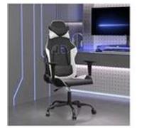 vidaXL Chaise de jeu Similicuir Noir et blanc avec repose-pied