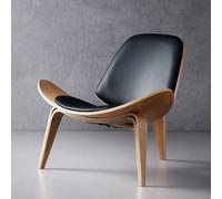 Chaise de loisirs en bois massif - Design de coquillage à trois pieds, style avion créatif et moderne pour meubles de salon