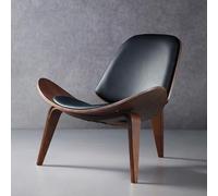 Chaise de loisirs en bois massif - Design de coquillage à trois pieds, style avion créatif et moderne pour meubles de salon