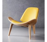 Chaise de loisirs en bois massif - Design de coquillage à trois pieds, style avion créatif et moderne pour meubles de salon