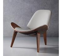 Chaise de loisirs en bois massif - Design de coquillage à trois pieds - Style d'avion moderne et créatif pour salon