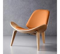 Chaise de loisirs en bois massif - Design de coquillage à trois pieds - Style d'avion moderne et créatif pour salon