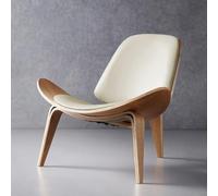 Chaise de loisirs en bois massif - Design de coquillage à trois pieds - Style d'avion moderne et créatif pour salon