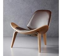 Chaise de loisirs en bois massif - Design de coquillage à trois pieds - Style d'avion moderne et créatif pour salon