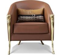 Chaise de luxe Coussin Cocktail Relax Lounge Club Design Fauteuil Marron Nouveau