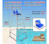 Chaise de maître-nageur - Chaise d'observation et d'arbitrage de 180 cm pour piscines et événements sportifs en extérieur - Durable, résistante aux intempéries, légère, idéale pour les plage