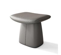 Chaise de Maquillage 17" Gris Tabouret de Coiffeuse en Bois Massif avec Coussin de Selle Banc de Toilette pour Chambre et entrée Repose-Pieds Confortable 50 x 35 x 43 cm (20 x 14 x 17 Pouces