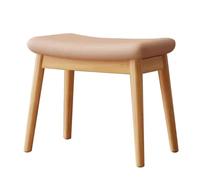 Chaise de maquillage carrée en bois pour chambre de fille, tabouret de coiffeuse, chaise d'entrée, chaise de bureau, chaise de bureau en bois marron clair, design élégant et fonctionnel