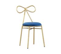 Chaise de Maquillage, Chaise à nœud Bleu pour Chambre de Fille, Coiffeuse ou Table à Manger, Dossier en métal et Design élégant