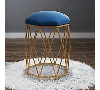 Chaise de Maquillage de Luxe en Velours Bleu avec Pieds en métal - Design Rond pour Chambre et Salon de beauté - Siège élégant pour la Maison et Le Salon