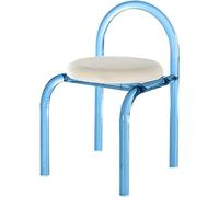 Chaise de Maquillage en Acrylique Transparent - Siège en Cristal Transparent avec Coussin, Banc à Chaussures élégant pour Le Salon, Design Moderne en Plastique PC, Meuble Chic et Durable(Color:Bleu)