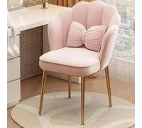 Chaise de Maquillage en Forme de Coquillage - Café Tendance et Fonctionnel for Salon/Chambre/Bureau. Revêtement en Velours avec Pieds en métal en Forme de pétale.(Pink)