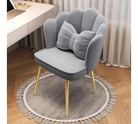 Chaise de maquillage en velours du milieu du siècle avec dossier et coussin rembourré doux pour une assise confortable, idéale pour les femmes et les filles dans la chambre ou le bureau (gris avec