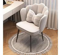 Chaise de maquillage en velours du milieu du siècle avec dossier et siège rembourré doux pour une assise confortable dans la chambre ou le bureau (pieds noirs, beige)