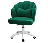 Chaise de maquillage en velours, pivotant à 360°, chaise de bureau esthétique, tabouret de coiffeuse design coquillage pour chambre à coucher et salon - Meuble de maquillage vert élégant