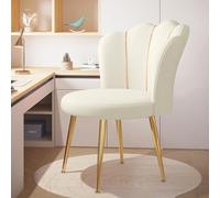 Chaise de maquillage ergonomique, chaise moderne en forme de pétale avec pieds en métal, siège confortable en éponge avec pieds dorés, chaises d'appoint élégantes pour salon, chambre, salon, bureau