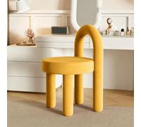 Chaise de Maquillage,Fauteuil de Salon Style Nordique avec Dossier U Arrondi,Fauteuil Rembourré Élégant avec Mousse Haute Résilience pour Chambre,Dressing et Coin Beauté F