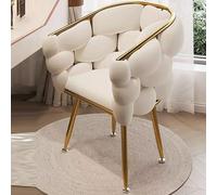 Chaise de maquillage moderne bleue et dorée avec pieds en métal, assise rembourrée confortable, tabouret élégant pour salon de beauté ou vestiaire.