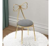 Chaise de maquillage moderne en velours, tabouret élégant avec nœud, siège cosmétique rembourré pour salon, chambre à coucher, coiffeuse (gris)