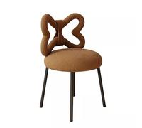 Chaise de maquillage nordique en velours avec dossier - Chaise élégante pour chambre à coucher, coiffeuse, motif papillon pour la maison, la salle à manger et la chambre à coucher - Marron avec pieds