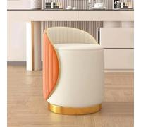 Chaise de maquillage pivotante moderne - Tabouret rond en cuir rembourré avec dossier et coussin rembourré, coiffeuse ottomane polyvalente pour chambre à coucher et coiffeuse