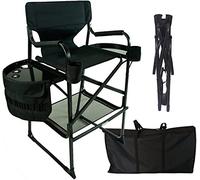 Chaise de maquillage pliante en aluminium avec table d'appoint, porte-boisson et chaise de directeur d'extérieur professionnelle pour coiffeurs d'une capacité de 136 kg