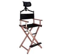 Chaise de maquillage portable - Chaise de directeur pliable avec appui-tête, cadre en aluminium léger, élégant rose rouge - Idéal pour les professionnels de la beauté et une utilisation en déplacement