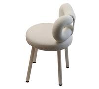 Chaise de maquillage rembourrée avec joli nœud arrière, chaise blanche confortable pour chambre à coucher, salon, lecture et salle à manger - Tabouret de maquillage élégant pour la beauté et le
