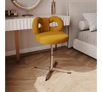 Chaise de maquillage rotative avec dossier réglable pour filles, joli design avec nœud arrière, petite chaise de chambre/salon élégante jaune
