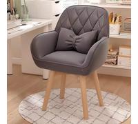 Chaise de maquillage rotative, tabouret de maquillage en cuir, design du milieu du siècle, idéal pour le bureau à domicile et l'apprentissage, tabouret de maquillage (couleur : gris foncé, taille