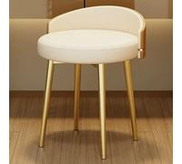 Chaise de Maquillage, Tabouret de Coiffeuse Moderne en PU avec Dossier Bas, Pieds en métal, pivotant, pour décoration de Chambre et de Salon (Blanc-Orange)