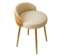 Chaise de Maquillage Tabouret de Maquillage avec Dossier Bas pivotant à 360° Design Style crème Renfort croisé Stable Charge Portante Chaise de Commode de Chambre en Blanc et Or